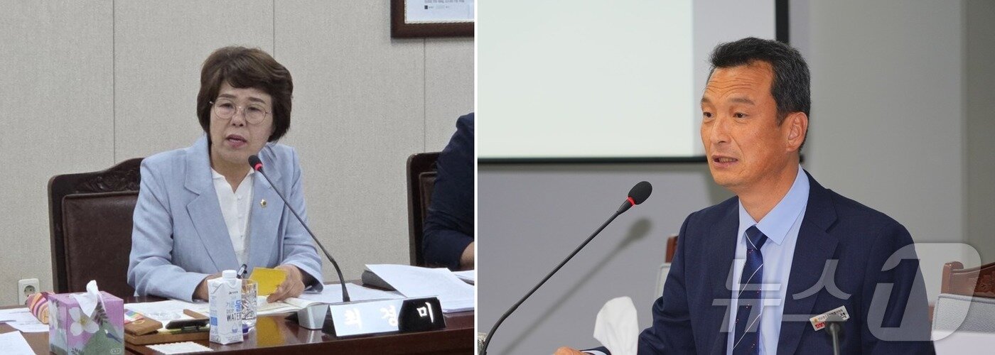 본문 이미지 - 최경미 전남광주통합특별시의원(진보당·광산3)과 강광석 의원(진보당·강진)이 14일 열린 제2회 임시회 상임위 회의에서 발언하고 있다.(특별시의회 제공. 재배포 및 DB 금지)