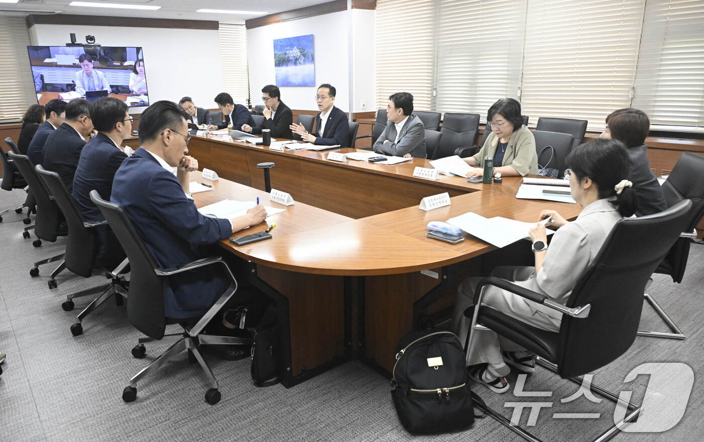 (서울=뉴스1) = 이형일 재정경제부 차관이 16일 서울 종로구 정부서울청사에서 열린 '7월 일자리 전담반(TF)'을 주재하고 있다. (재정경제부 제공. 재판매 및 DB금지) 20 …