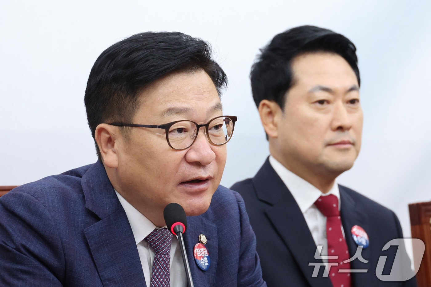 (서울=뉴스1) 신웅수 기자 = 정점식 국민의힘 원내대표가 16일 서울 여의도 국회에서 열린 최고위원회의에서 발언하고 있다. 2026.7.16/뉴스1