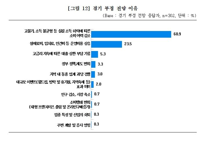 본문 이미지 - 경기 부정 전망 이유. (중소기업중앙회 제공)