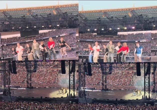 마크롱 佛대통령 부부도 9만명 운집 BTS 파리 콘서트 관람…'아미밤'까지 들었다