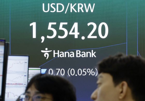 1554원대 보이는 달러·원 환율