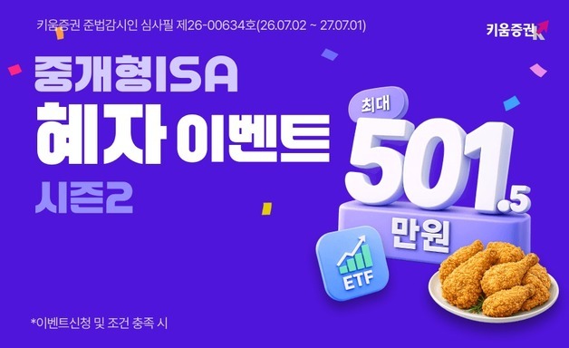키움증권, 중개형 ISA 고객 대상 혜자 이벤트 실시