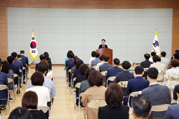 본문 이미지 - 충북교육청 월례조회.(충북교육청 제공. 재판매 및 DB금지) ⓒ 뉴스1