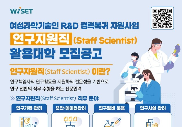 과기정통부, 여성과학기술인 '연구지원직' 복귀 지원