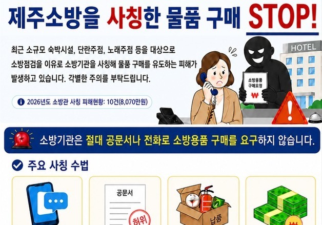 "소화기·질식소화포 꼭 있어야"…제주서 소방관 사칭범죄 잇따라