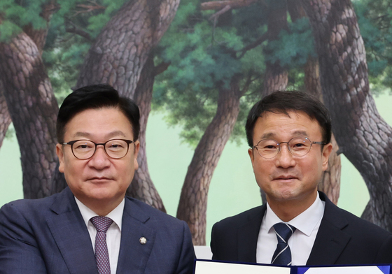 선관위 특검법 합의하는 한병도·정점식
