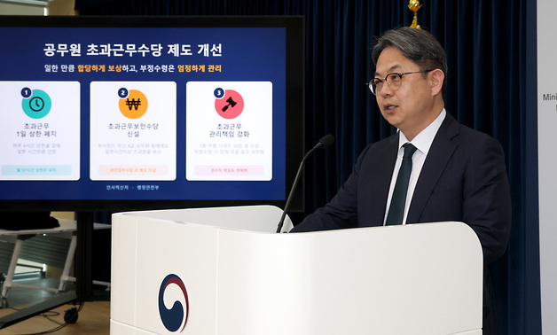 공무원 초과근무수당 제도 개선 발표하는 김성훈 인사혁신처 차장