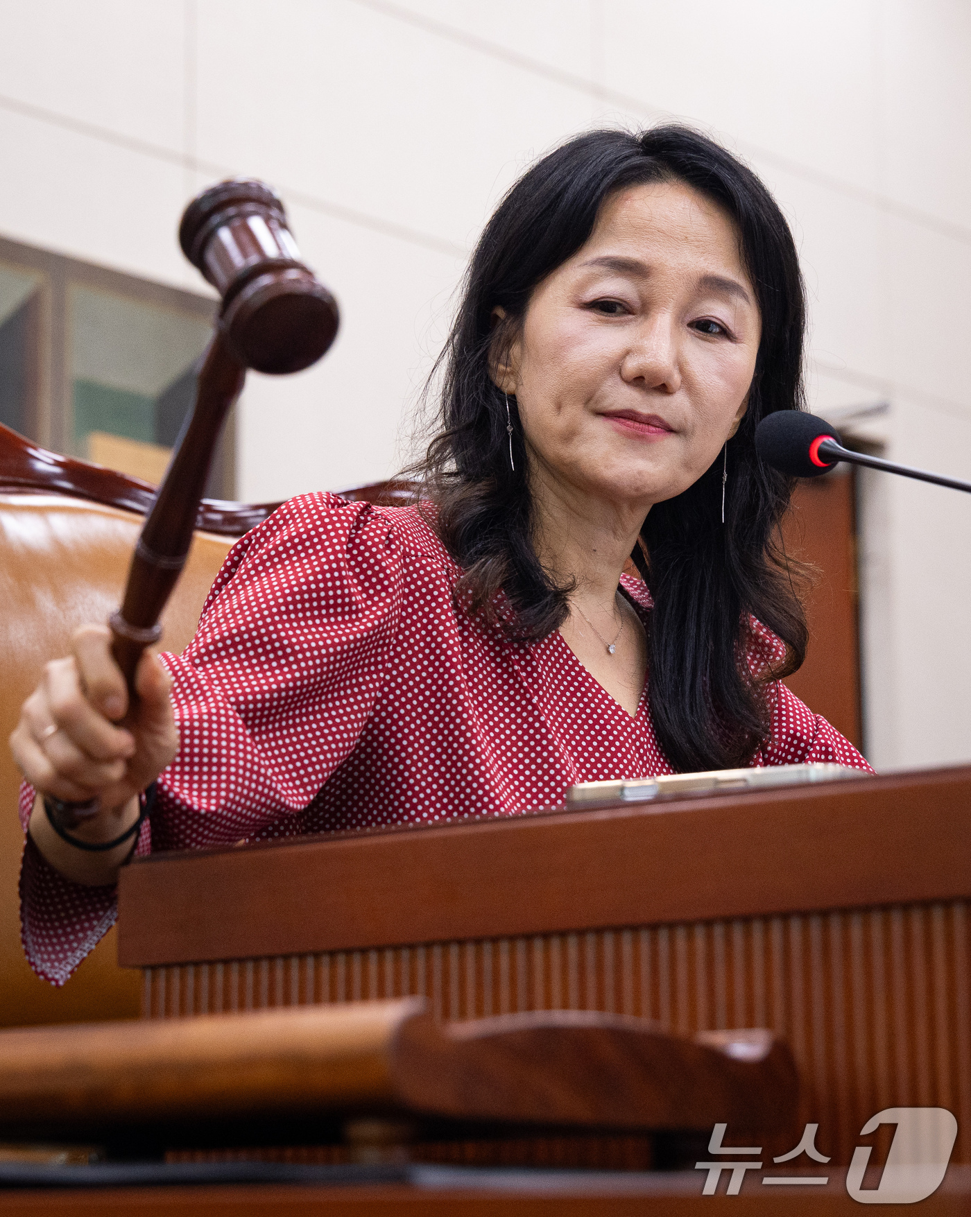 (서울=뉴스1) 유승관 기자 = 이재정 국회 문화체육관광위원장이 21일 서울 여의도 국회에서 열린 제436회 국회(임시회) 문화체육관광위원회 제2차 전체회의에서 의사봉을 두드리고 …