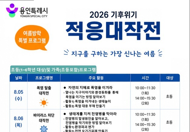 “지구를 구하는 신나는 여름” 용인시 기후위기 체험 프로그램 운영