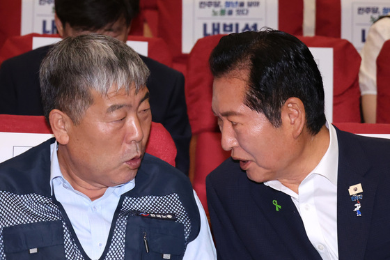 대화하는 정청래·김동명