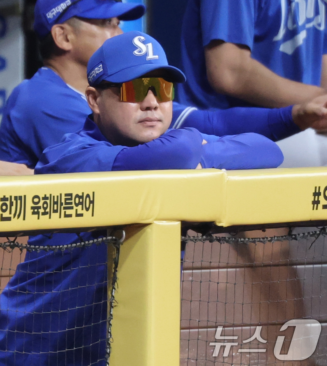 (서울=뉴스1) 오대일 기자 = 22일 서울 구로구 고척스카이돔에서 열린 '2026 신한은행 SOL KBO리그' 삼성 라이온즈와 키움 히어로즈의 경기에서 삼성 박진만 감독이 경기를 …