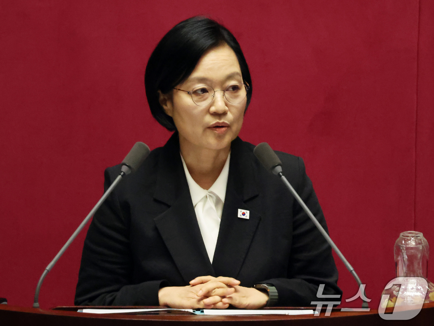 (서울=뉴스1) 황기선 기자 = 한성숙 국무총리가 23일 오후 서울 여의도 국회에서 열린 제437회국회(임시회) 제2차 본회의에서 인사말을 하고 있다.  2026.7.23/뉴스1