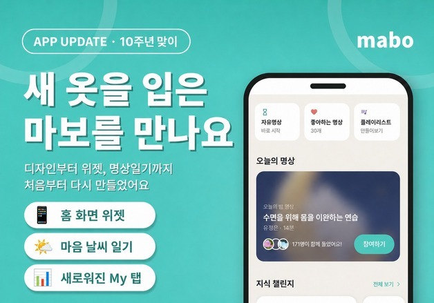 명상 뒤 마음 상태를 날씨로 표현한다…마보 앱, 전면 개편