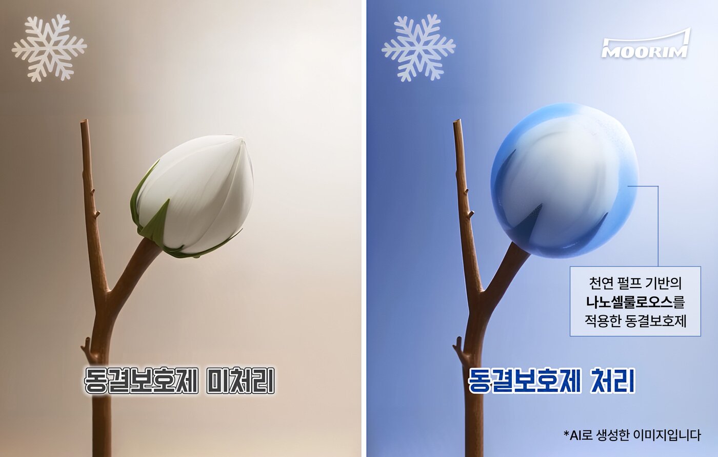 본문 이미지 - 무림P&P는 농촌진흥청 국립원예특작과학원, 경상국립대학교와 천연 펄프 기반 신소재인 셀룰로오스를 적용한 친환경 동결보호제 개발을 위한 업무협약(MOU)을 체결했다 (무림 제공)