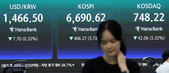 유가 급등·외인 매도에도 달러·원 0.2원 하락…1466.6원 마감(종합)