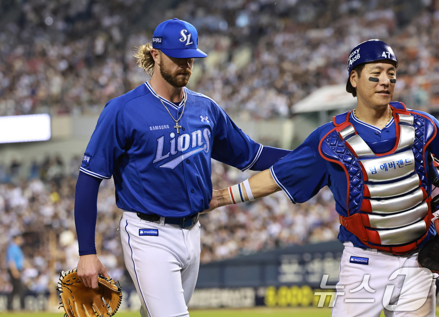 (서울=뉴스1) 구윤성 기자 = 24일 오후 서울 송파구 잠실야구장에서 열린 프로야구 '2026 신한은행 SOL KBO리그' 삼성 라이온즈와 두산 베어스의 경기, 삼성 선발투수 페 …