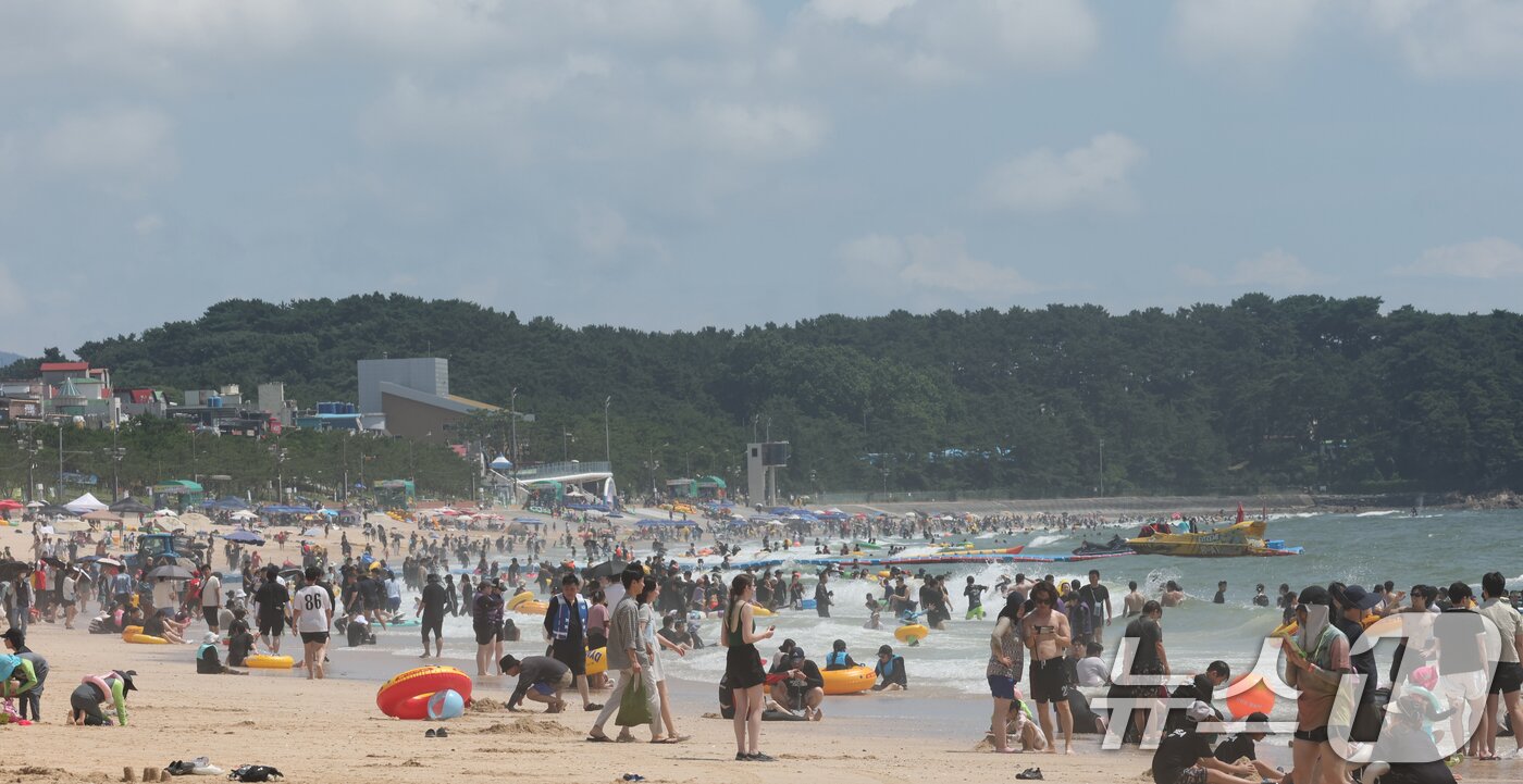 본문 이미지 - 충남 보령 대천해수욕장에서 관광객들이 주말을 맞아 즐거운 시간을 보내고 있다. ⓒ 뉴스1 김기태 기자