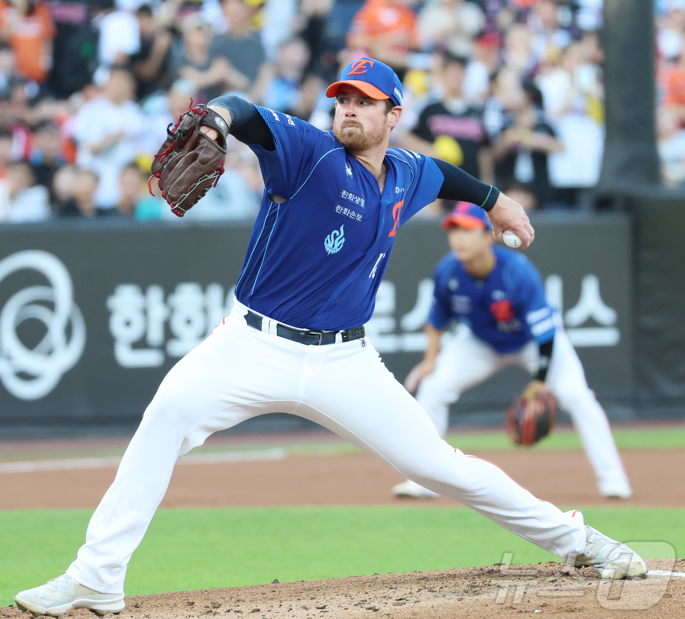 (대전=뉴스1) 김기남 기자 = 26일 대전 한화생명볼파크에서 열린 2026 신한 SOL KBO리그 LG 트윈스와 한화 이글스의 경기에서 한화 짐머맨이 선발 투구하고 있다. 202 …
