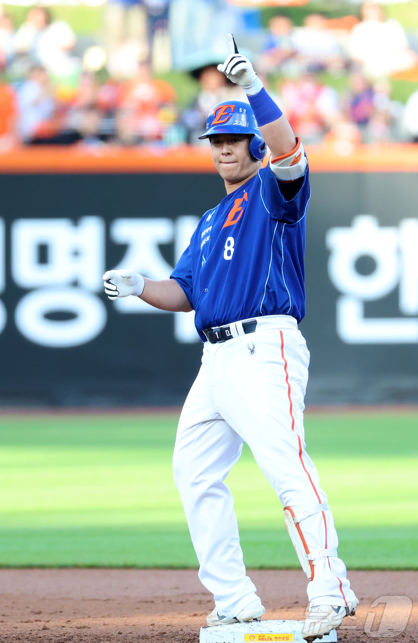 (대전=뉴스1) 김기남 기자 = 26일 대전 한화생명볼파크에서 열린 2026 신한 SOL KBO리그 LG 트윈스와 한화 이글스의 경기에서 한화이글스 노시환이 1회말 1타점 2루타를 …