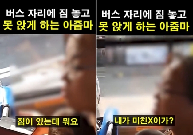 "내가 미친X이냐, 짐 있는데 뭐?"…버스 두 자리 차지, 막말한 아기 엄마[영상]