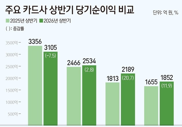 삼성카드, 상반기 순익 줄어도 1위 수성…신한·KB '맹추격'