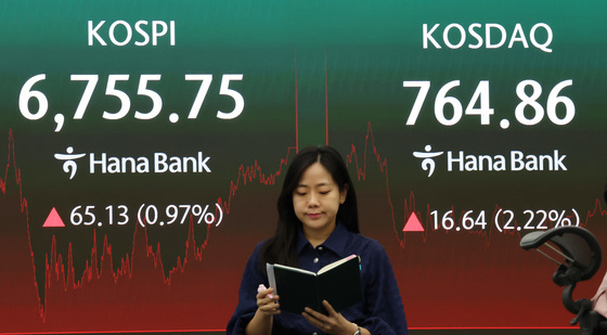 코스피, 0.97% 오른 6755.75 마감…코스닥은 2.22% 오른 764.86