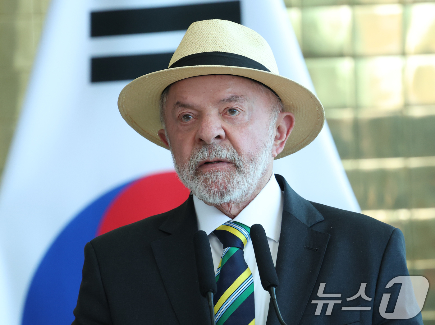 (브라질리아=뉴스1) 허경 기자 = 루이스 이나시우 룰라 다 시우바 브라질 대통령이 27일(현지시간) 브라질 대통령관저에서 공동언론발표를 하고 있다. 2026.7.28/뉴스1