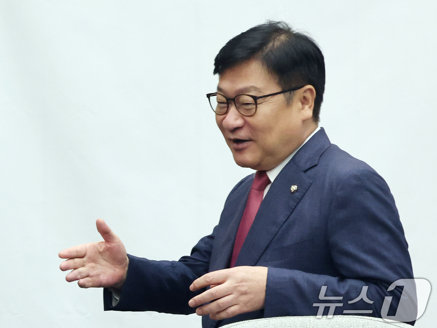 (서울=뉴스1) 황기선 기자 = 정점식 국민의힘 원내대표가 28일 오전 서울 여의도 국회에서 열린 원내대책회의에 참석하고 있다.  2026.7.28/뉴스1