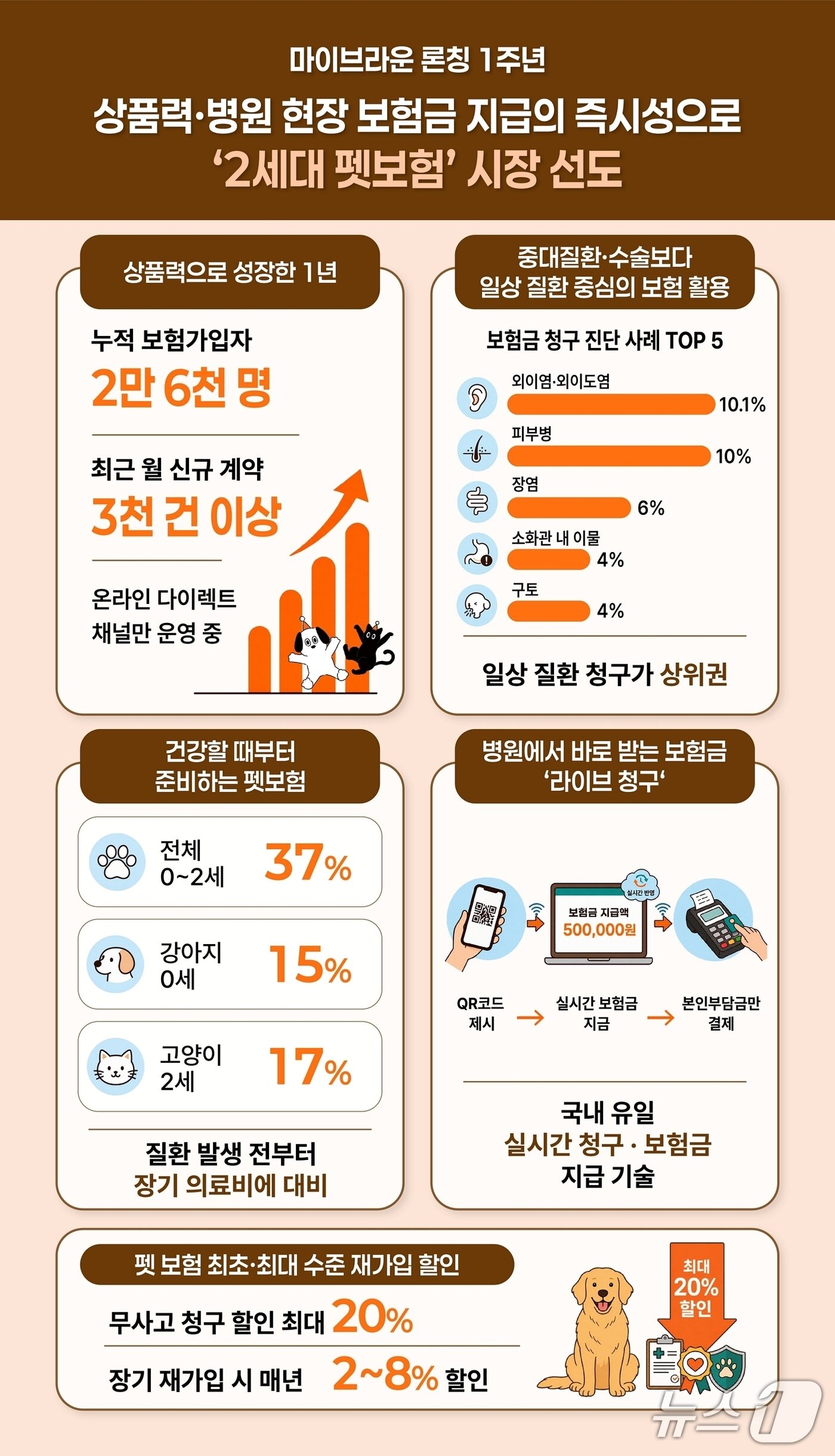 본문 이미지 - 마이브라운, 론칭 1년 만에 ‘2세대 펫보험’ 시장 선도/사진제공=마이브라운