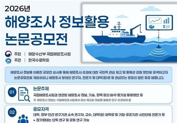 "해양데이터 활용 방안 찾는다"…해양조사원, 첫 논문공모전 개최