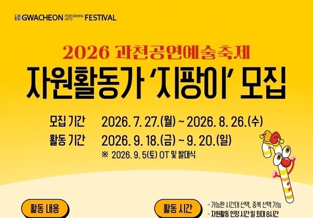 과천공연예술축제 함께 만들 자원활동가 '지팡이' 100명 찾는다