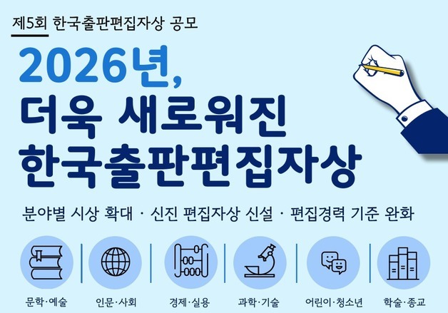 '제5회 한국출판편집자상' 공모…신진상 신설·자격 완화