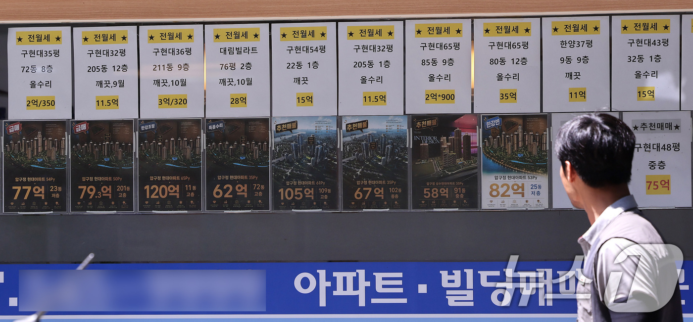 (서울=뉴스1) 박지혜 기자 = 29일 서울 강남구의 한 부동산 중개업소에 아파트 매물 정보가 게시돼 있다.정부가 초고가 주택에 대한 증세를 추진하는 가운데 강남구, 용산구 등 일 …