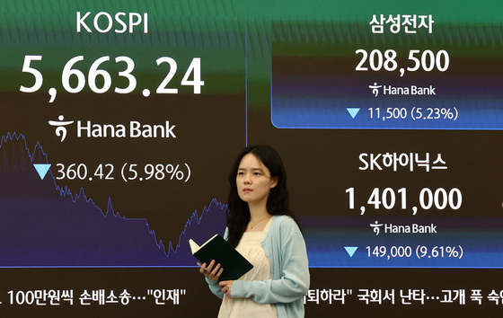 '이틀째 폭락' 코스피 5.98% 하락한 5663 마감