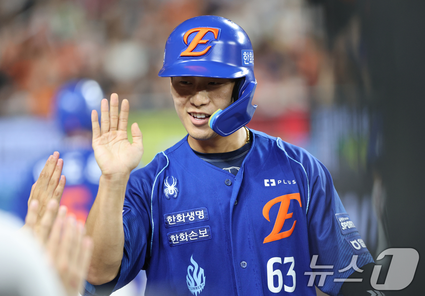 (대전=뉴스1) 김기태 기자 = 29일 대전 한화생명볼파크에서 열린 2026 신한 SOL KBO리그 롯데 자이언츠와 한화 이글스의 경기에서 7회말 1사 2루 상황 한화 허인서의 1 …
