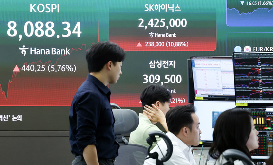 삼전닉스 폭락 이튿날 급반등…코스피 7378→8088 [시황종합]