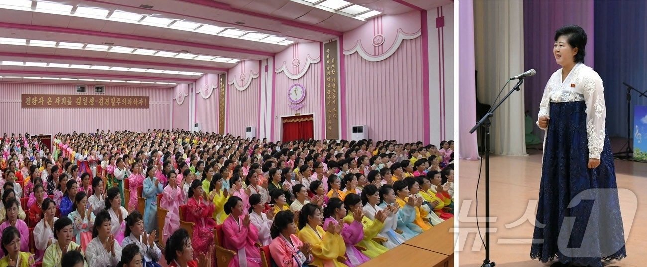 (평양 노동신문=뉴스1) = 북한 노동당 기관지 노동신문은 30일 남여평등권법령 발포 80주년을 맞아 조선사회주의여성동맹(여맹) 간부와 여맹원들의 실화무대 '우리는 조선녀성'이 2 …