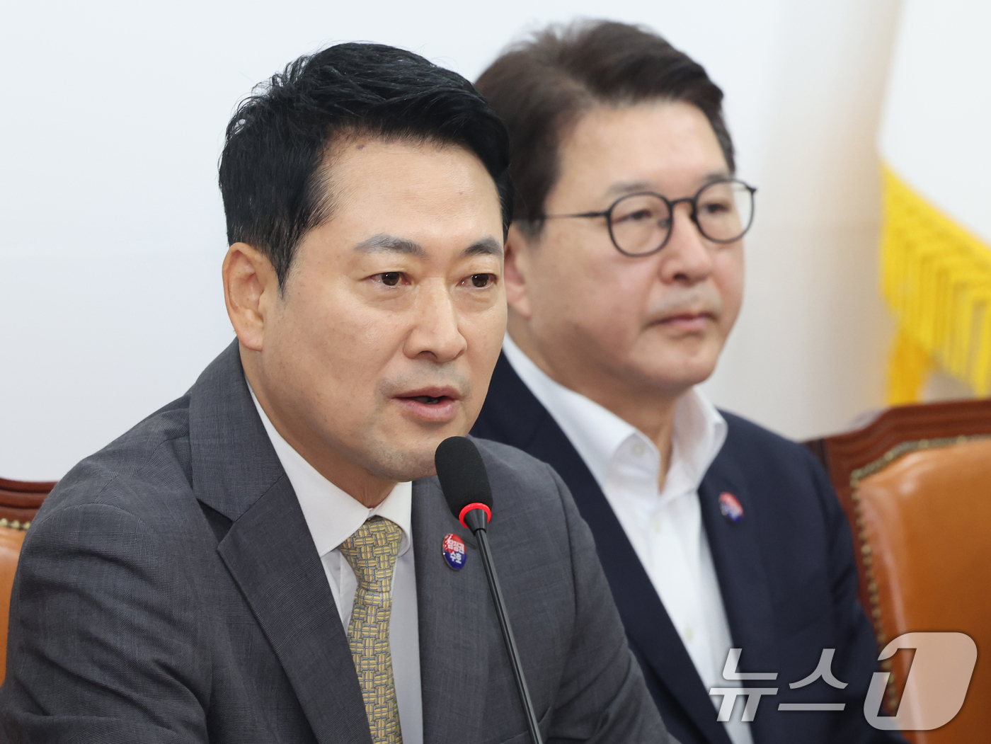 (서울=뉴스1) 황기선 기자 = 장동혁 국민의힘 대표가 30일 오전 서울 여의도 국회에서 열린 최고위원회의에서 모두발언을 하고 있다.   2026.7.30/뉴스1