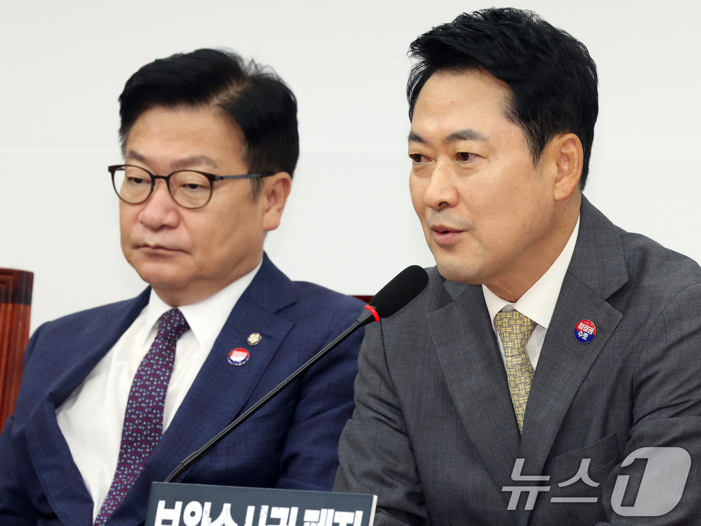 (서울=뉴스1) 황기선 기자 = 장동혁 국민의힘 대표가 30일 오전 서울 여의도 국회에서 열린 최고위원회의에서 모두발언을 하고 있다.   2026.7.30/뉴스1