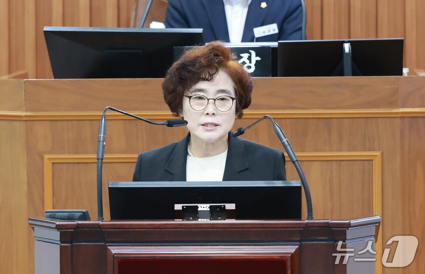 본문 이미지 -  5분발언하는 국중숙 의원(논산시의회 제공. 재판매 및 DB금지)/뉴스1 