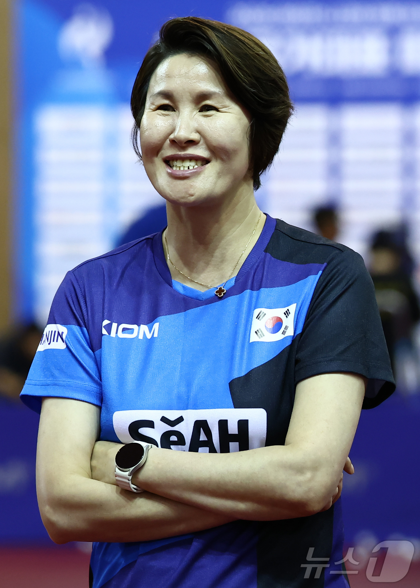 (진천=뉴스1) 김민지 기자 = 2026 아이치-나고야 아시안게임을 앞둔 석은미 여자탁구대표팀 감독이 30일 오후 충북 진천군 진천국가대표선수촌에서 선수들의 훈련을 지켜보고 있다. …