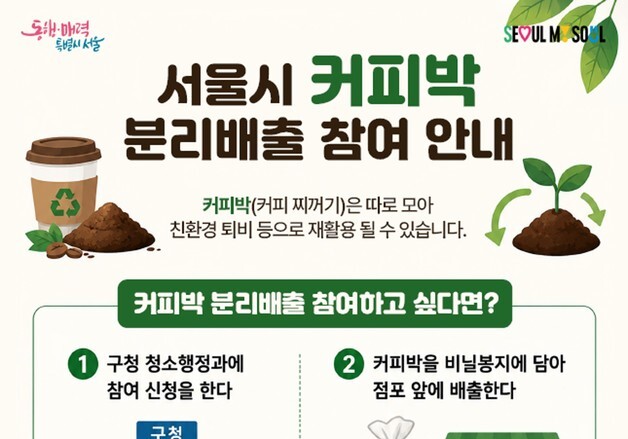 서울시·메가MGC커피, 커피박 재활용 확대…서울 1032개 매장 참여