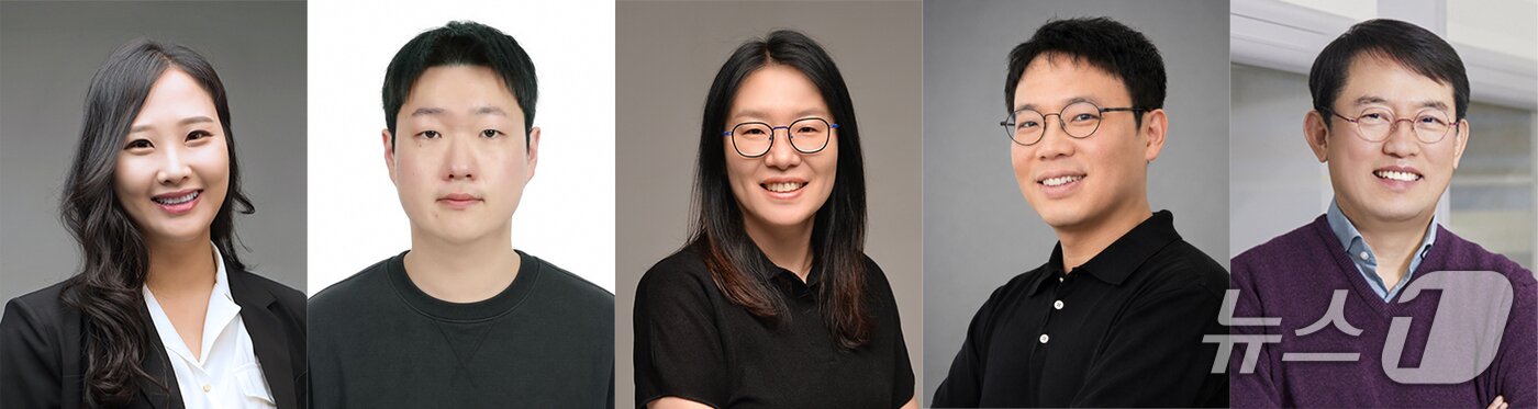 본문 이미지 - 왼쪽부터 KAIST 의과학대학원 홍현정 박사, KAIST 의과학대학원 박민성 박사, 토르 테라퓨틱스 이민희 박사, KAIST 의과학대학원 김진국 교수, KAIST 의과학대학원 송민호 교수(KAIST 제공) /뉴스1