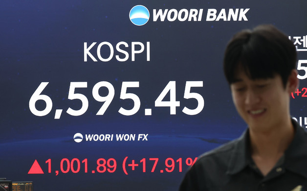 코스피, 1001.89포인트 오른 6595.45 마감