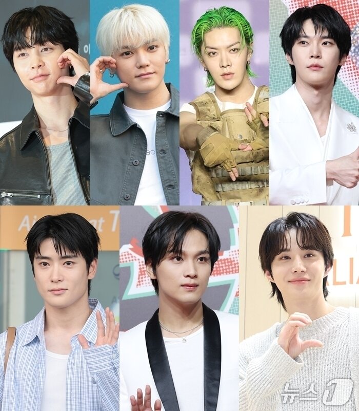 본문 이미지 - NCT 127 쟈니, 태용, 유타, 도영(상단 왼쪽부터), 재현, 해찬, 정우(하단 왼쪽부터) ⓒ 뉴스1