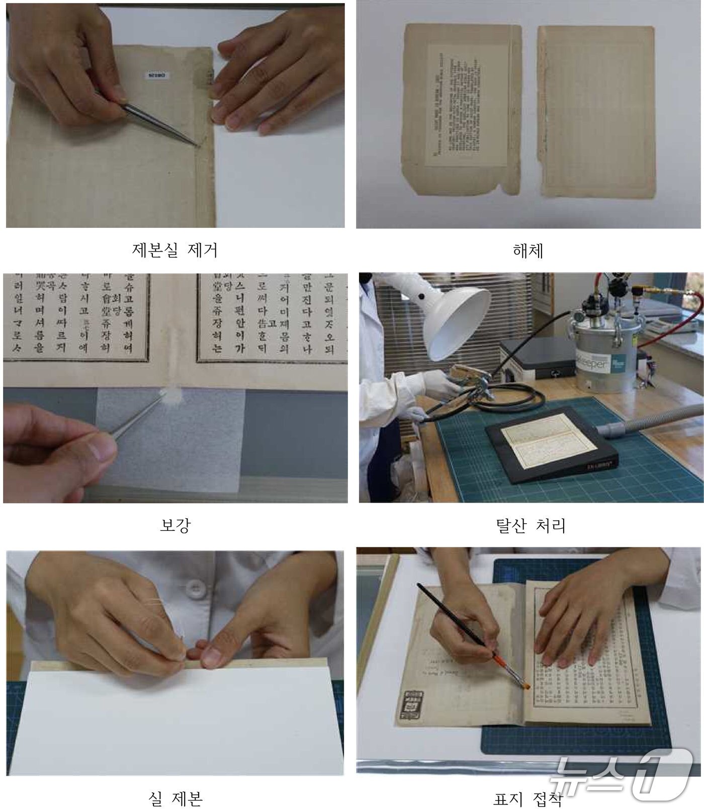 본문 이미지 - 보존처리 과정. 복음서는 일본 요코하마에 머물던 이수정이 1885년 2월 번역한 책이다. 로스 번역 성경과 달리 양반 지식인층을 염두에 둔 한글 성서로, 한국 기독교 선교와 19세기 말 국어 연구의 자료로 꼽힌다.