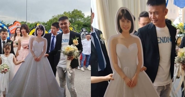 "오늘에서야 당신과 하나가"…세상 떠난 약혼녀 등신대 안고 '웨딩마치'[영상]