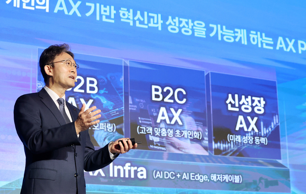 인공지능 전환 플랫폼 컴퍼니 사업전략 발표하는 박윤영 대표이사