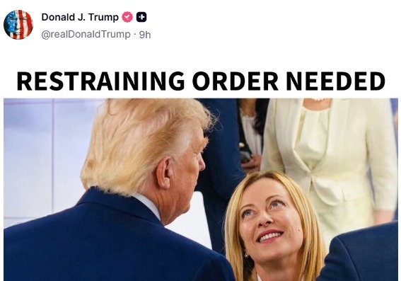 '그윽한 눈빛' 伊멜로니 또 조롱한 트럼프…"접근금지명령 필요"